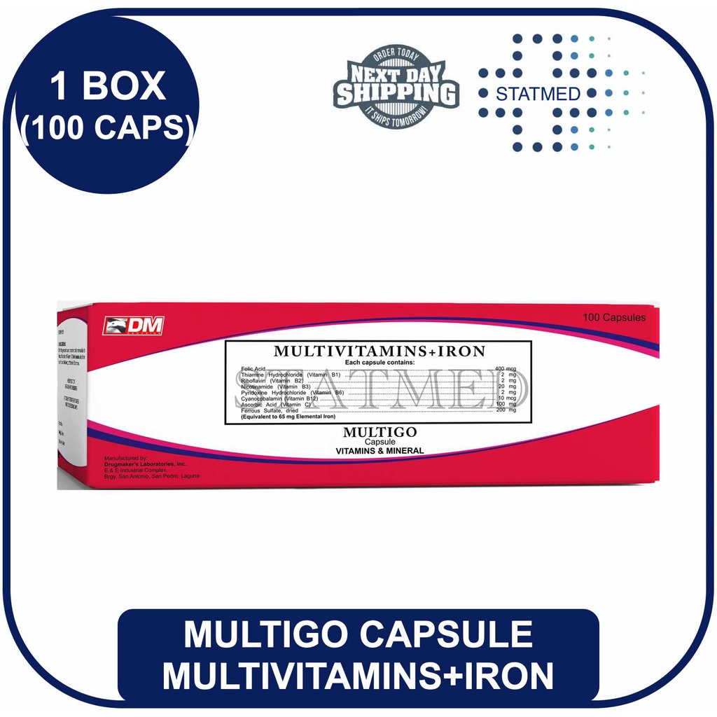 Multigo Multivitamins + Iron Capsule 1 box [100 capsules] (formerly