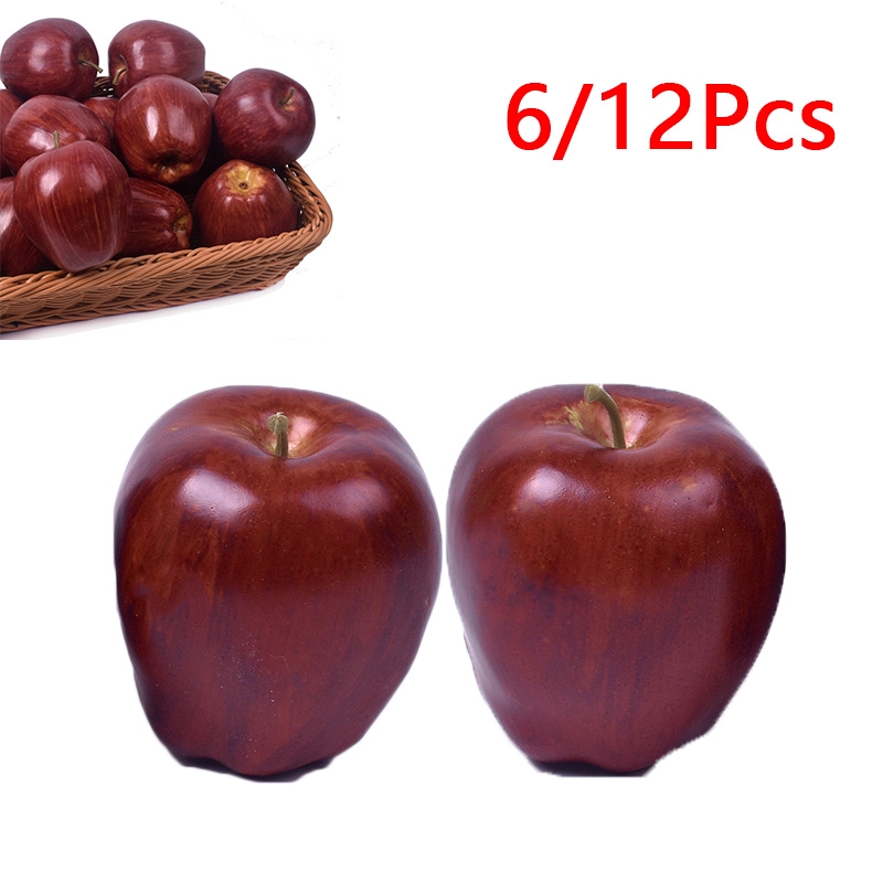 Artificial Fruit Prop Kitchen 6 12pcs Fake Red Apples Home