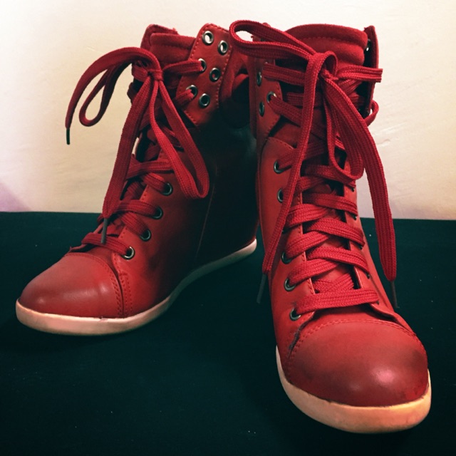 Red High cut boots (pwedeng pwede pang winter) | Shopee Philippines