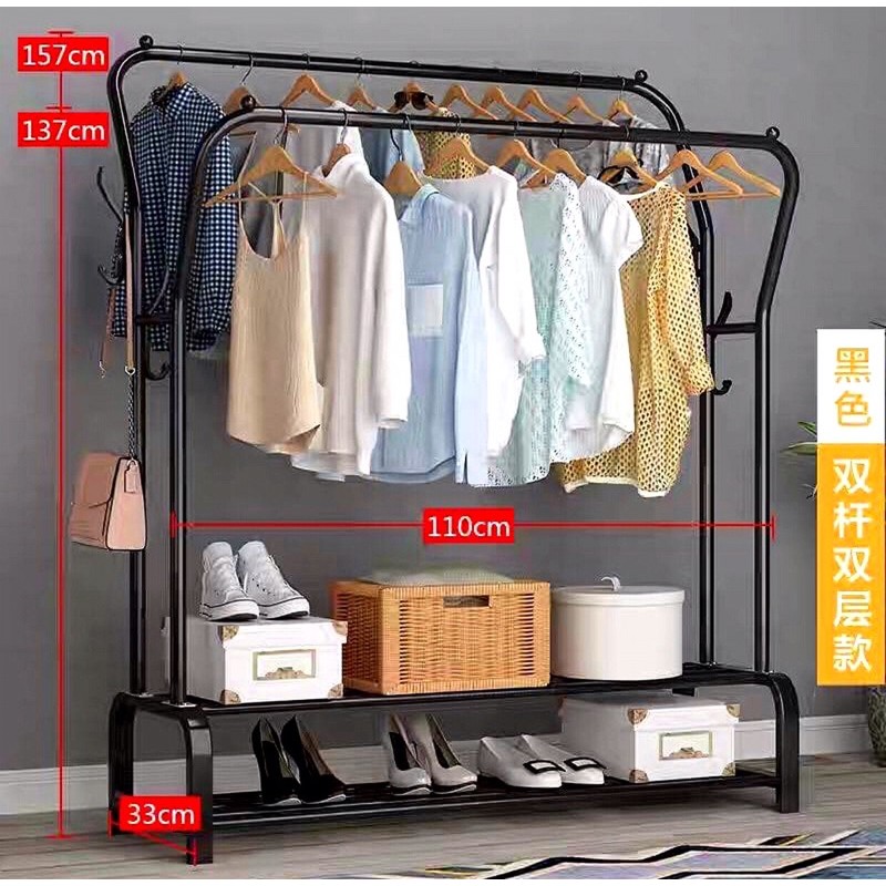 Double Pole Drying Rack Clothing Rack Shoe Rack High Quality Clothing Rack Organizer Shopee Philippines