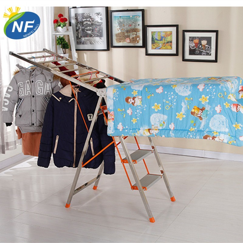 4step Ladder Clothes Hanger DualUse Aluminum Alloy Balcony Floor