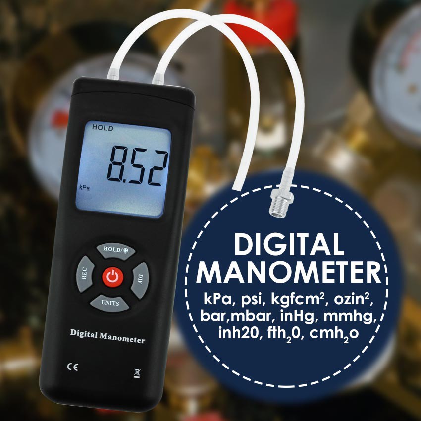 Digital Manometer, Portable Handheld Air Vacuum/ Gas Pressure Gauge