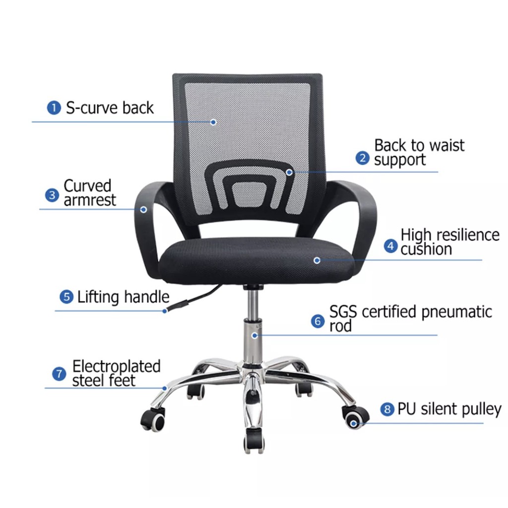Office Chair Adjustable Height 360 Rotat Mesh Comfortable and ...