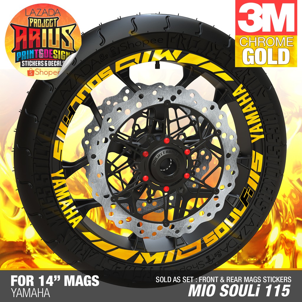  PA Yamaha Mio Soul i 115 Chrome Gold Mags Stickers 