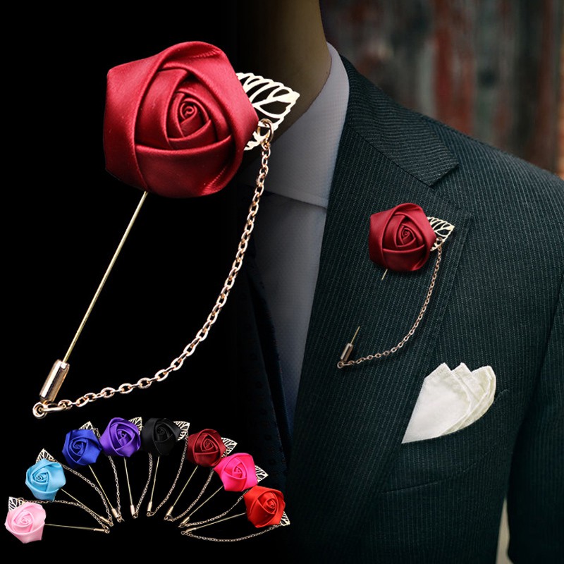 Knighthood Mens Lapel Pin Handmade Lapel Flower Stick Boutonniere Pin with a Gift Box for Suit Wedding Groom LP-39
