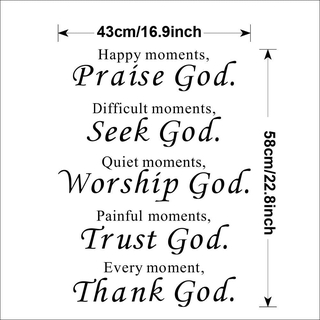 Dakine Wall Decals Happy Moments Praise God Difficult Seek Quiet Worship Painful Trust Thank God Religious Quotes Christian Inspirational Scripture Arts Sayings Vinyl Bible Verse Stickers Home Decor Saying #4