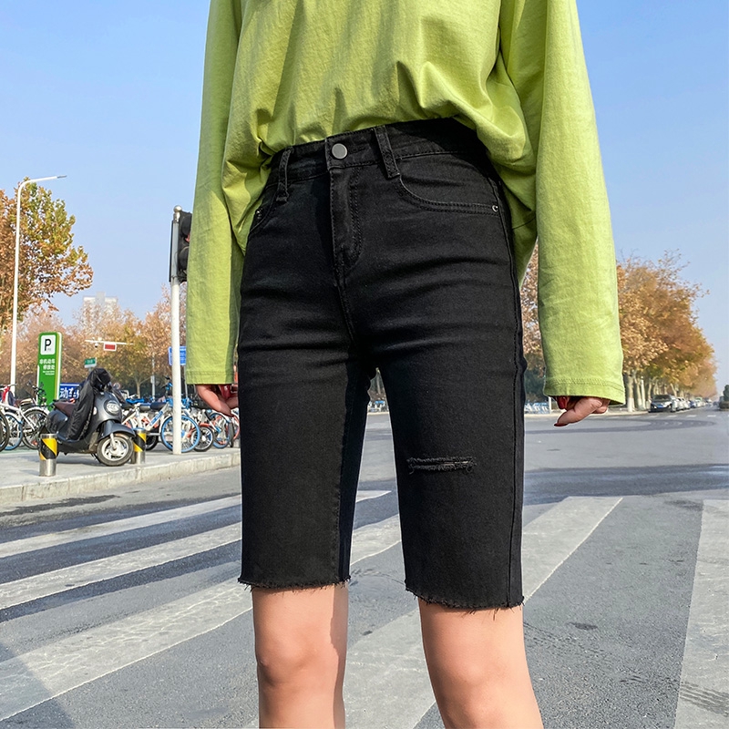 tight black high waisted shorts