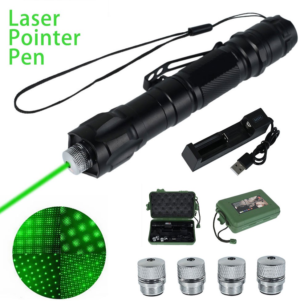 Professional Green Laser Pointer Pen Boxed 1mw 532nm Light Lazer 5 Star Caps 