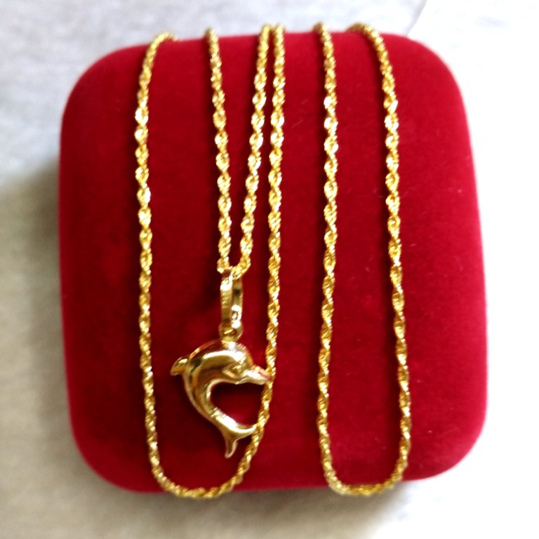 18K PURE GOLD Saudi Gold Necklace 1.61 grams | Shopee ...