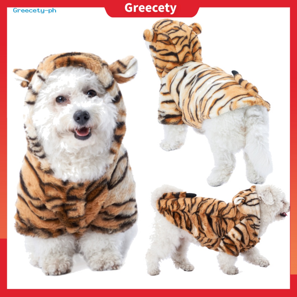 Greecety Puppy Clothes Funny Style New Year Tiger Cosplay Costume Warm Dog Hoodies Pet Clothes