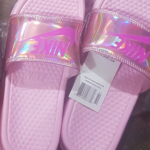 lilac nike slides