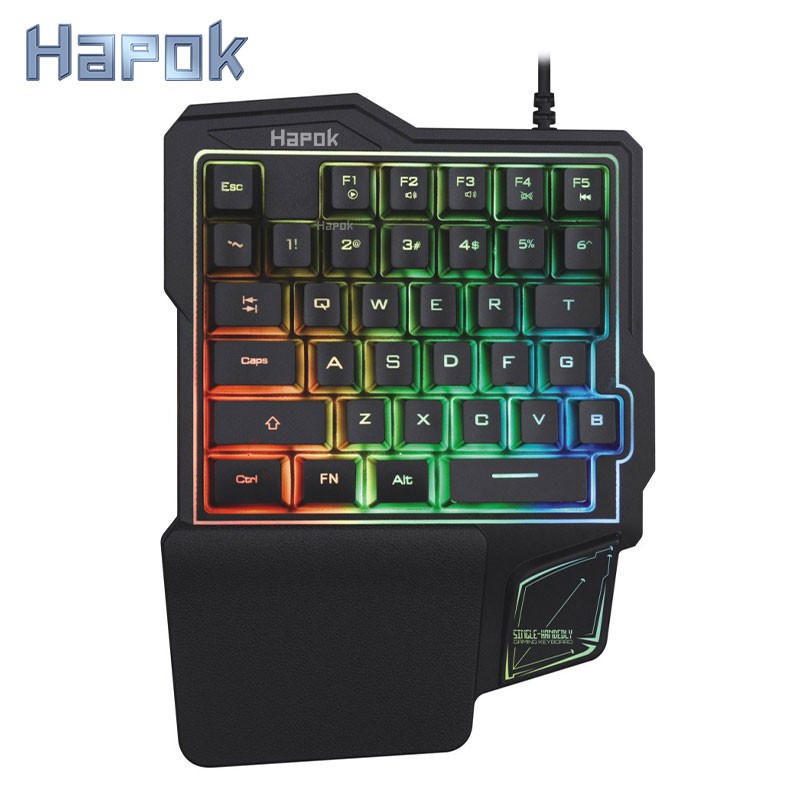 Hapok Keyboard Wired Gaming Keyboard One Hand Keyboard 35 Key Backlit ...