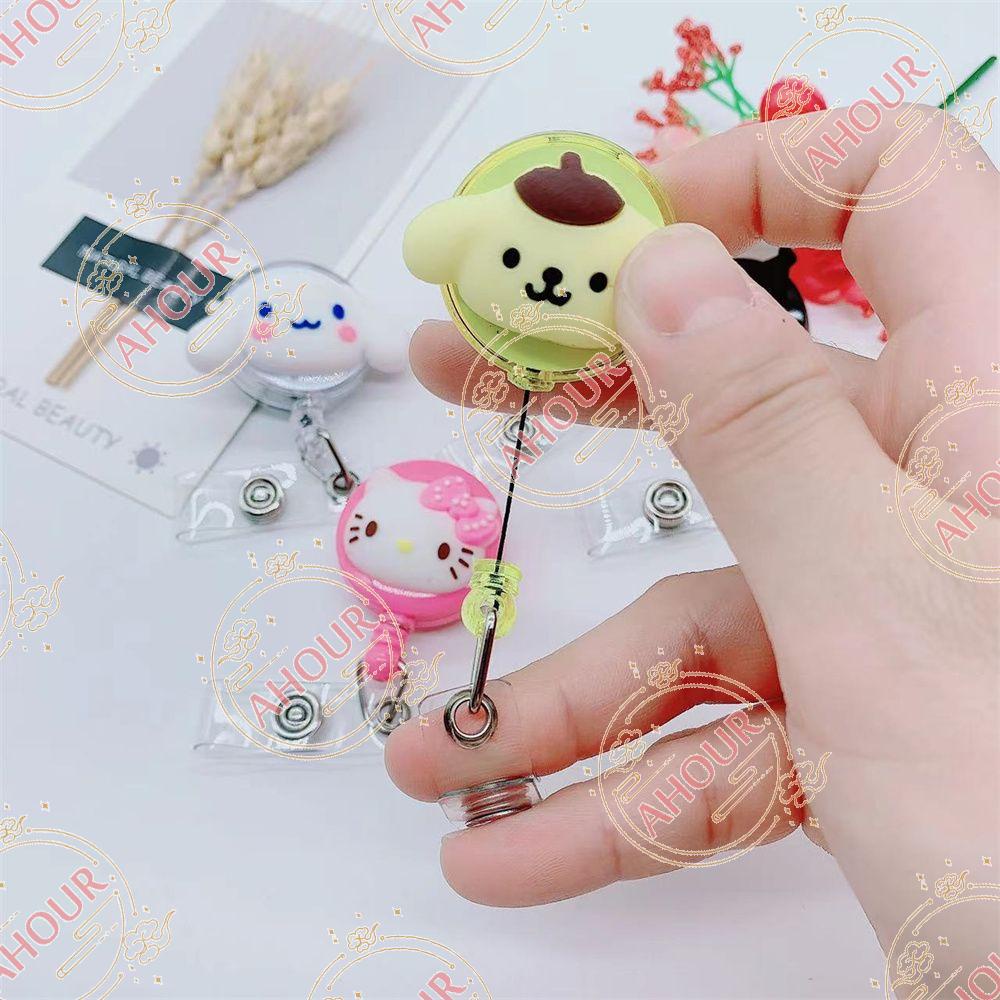 AHOUR Retractable Badge Reel Kawaii Cartoon Chest Card Kuromi ...