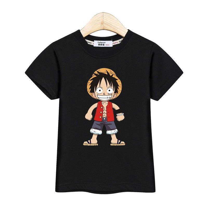 Boys Short Sleeved Shirt Luffy Anime Kids T Shirt Unisex One Piece Cartoon Tops Shopee Philippines