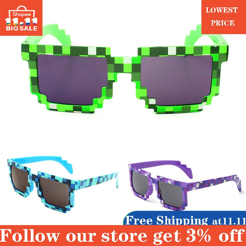 Fashion Sunglasses Kids Cosplay Game Toys Minecrafter Square