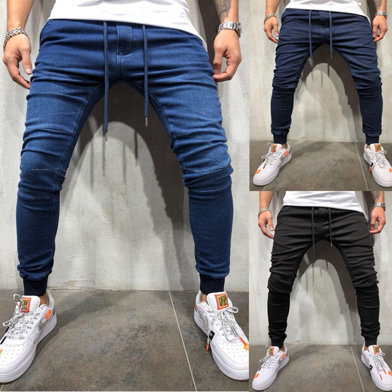 blue ripped knee skinny jeans