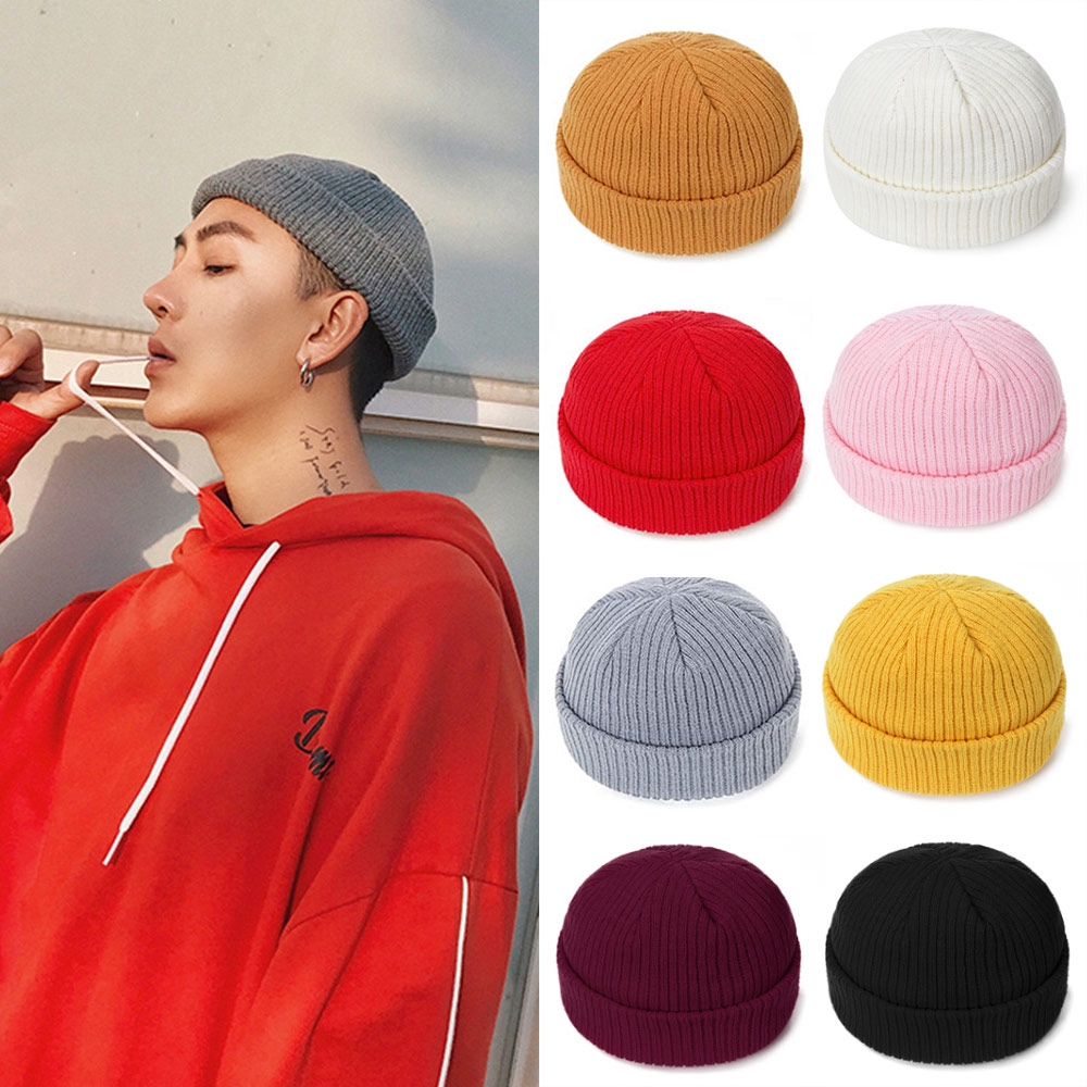 Korean Unisex Pure Colors Knitted Beanie Skullcap Docker Fisherman Brimless Caddice Cap #6
