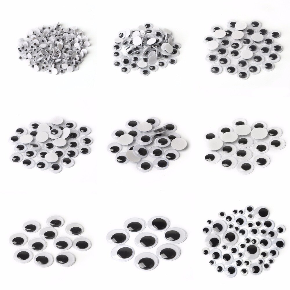 Black 300 PCS Self-Adhesive Googly Wiggle Eyes for DIY Scrapbooking Crafts Projects DIY Dolls Accessories Eyes Handmade Toys 