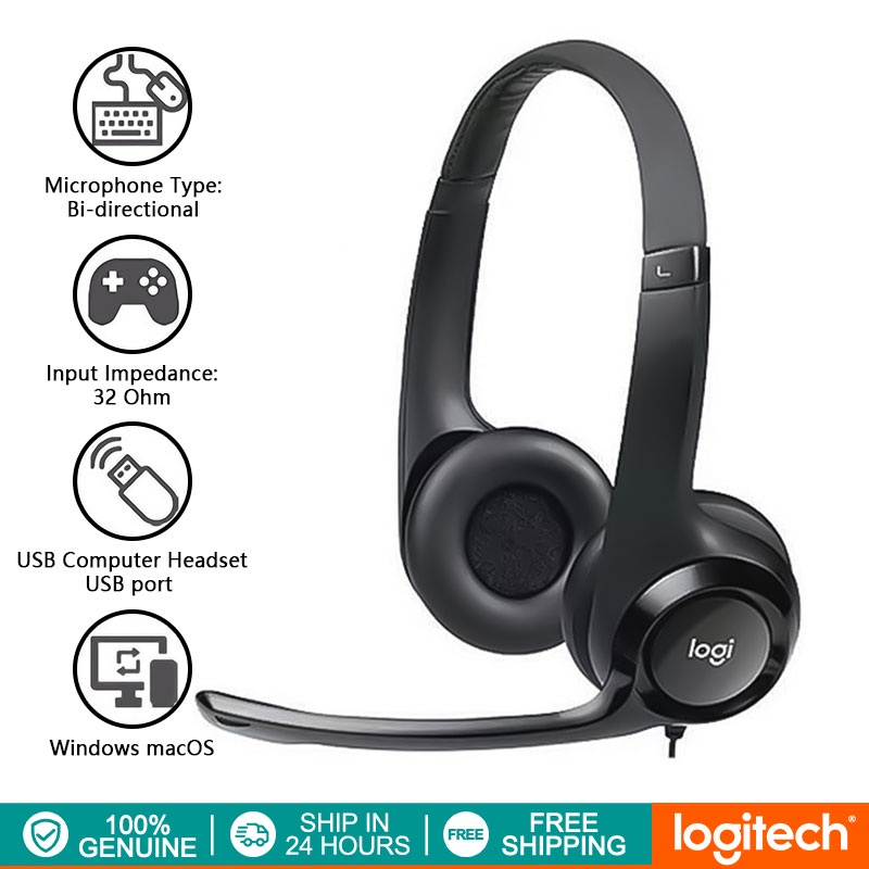 Logitech H390 Wired Headphones USB Computer Headset Noise Cancelling Headphone With Microphone