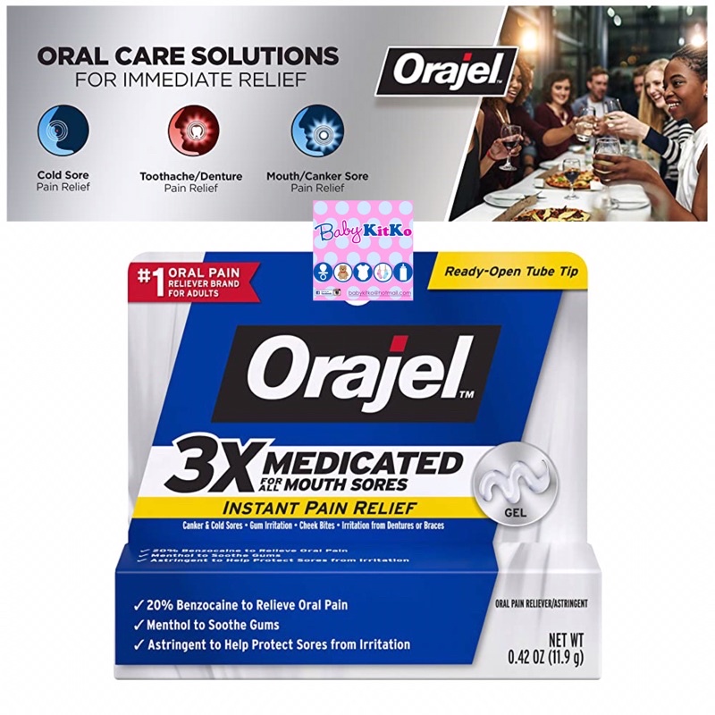 Orajel 3X Medicated for all Mouth Sores Gel Tube, 0.42 Oz Shopee