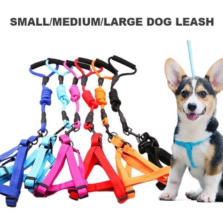 Pet dog round harness leash Color polyester back and chest traction rope