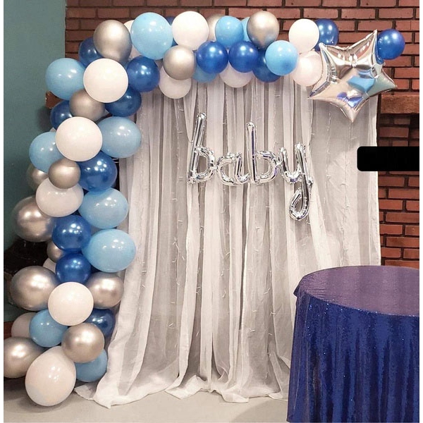 103pcs Blue Silver Balloon Garland Arch for Boy Birthday Party Decorations