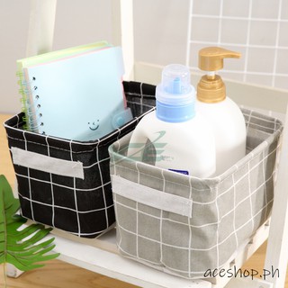 Small Storage Basket Box Cotton Linen Desktop Waterproof Cosmetic Makeup Nursery Book  Organizer #5