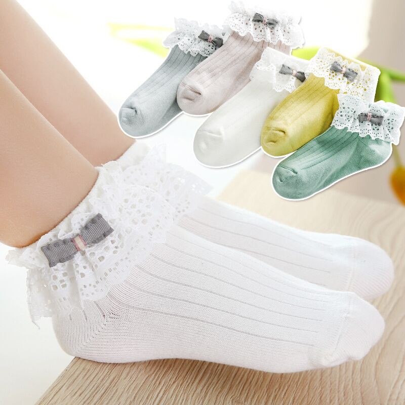 White Ruffled Girl Socks