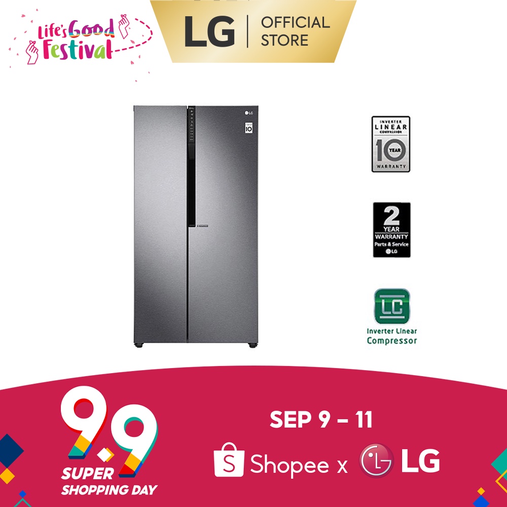 LG REFRIGERATOR Side by Side 24 cu ft. GRB247KQDV w/ Inverter Linear