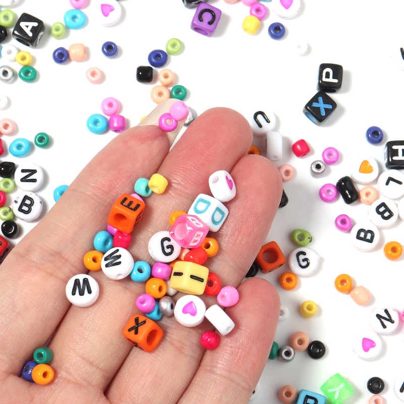 28 Grid Paint Acrylic Letter Beads Set Diy Bracelet Necklace Beads Educational Toys