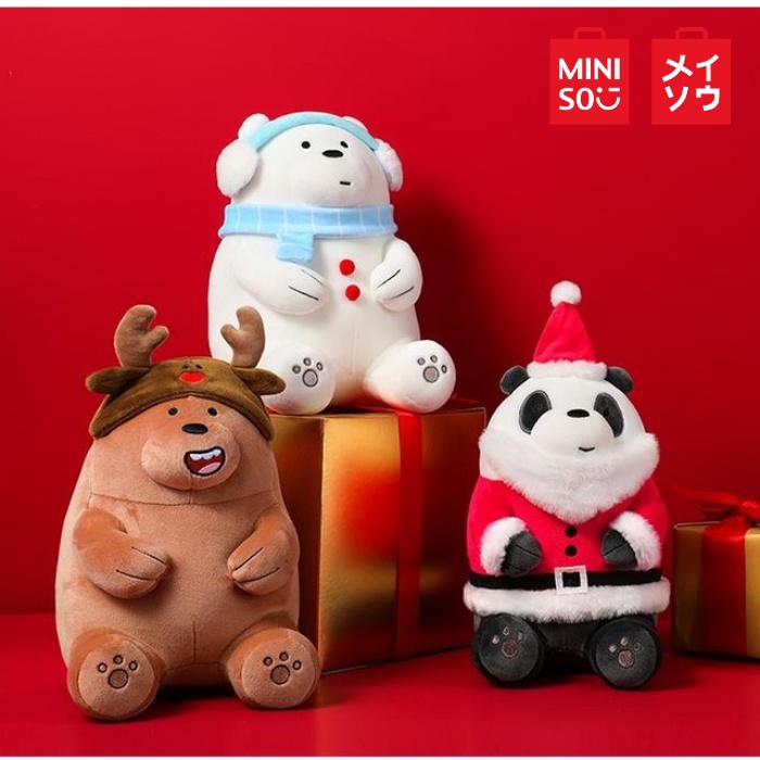 Miniso We Bare Bears Christmas Edition Stuffed Toys Soft Cute Plush Toy