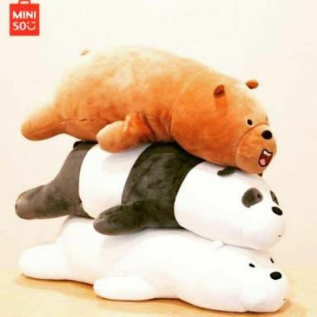 Miniso We Bare Bears Lying Plush Toy Grizzly Panda Ice Bear Shopee Philippines 6599