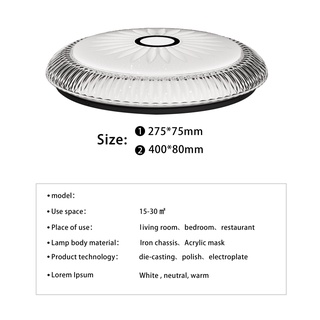 【SUN】COD Modern LED Ceiling Light Ultra Thin Lamp Three Color Dimming for Living Room 27-40cm #7