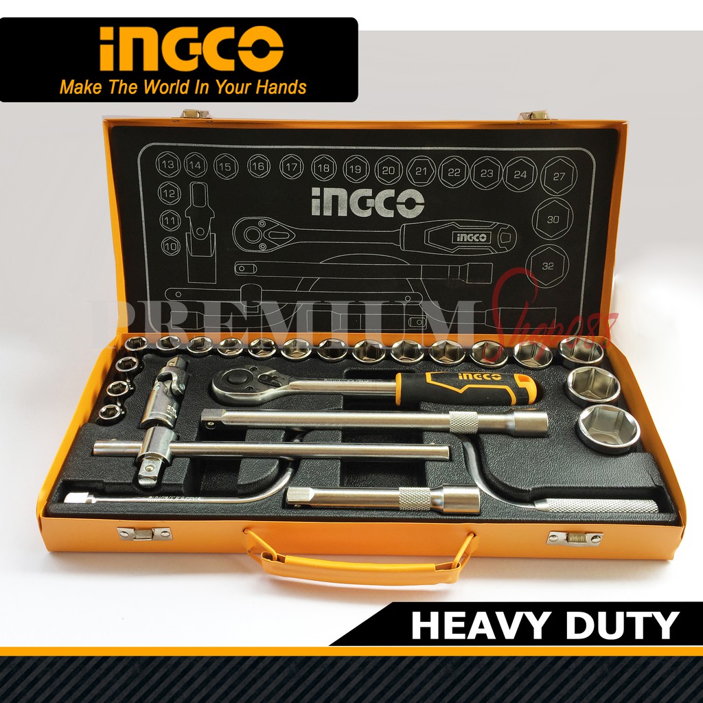 Ingco Socket Wrench Set 1032mm 6 Points 1/2 Drive 24pcs HKTS0243