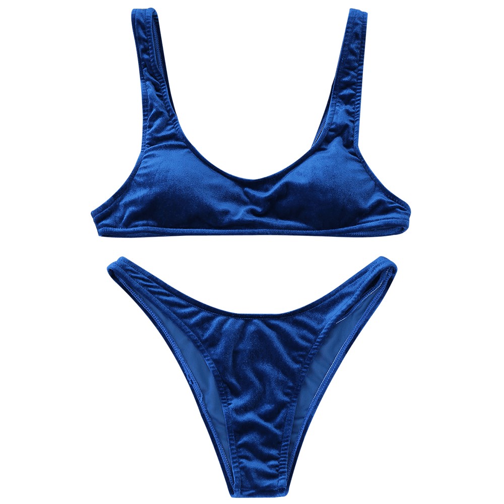 zaful blue velvet bikini