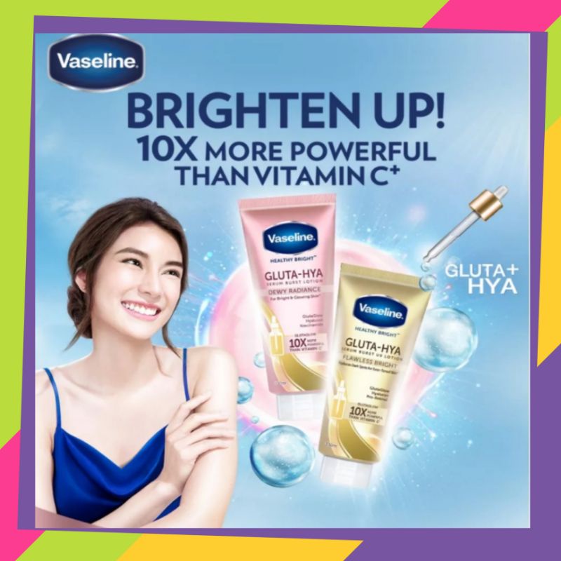 Vaseline Healthy Bright Gluta-Hya Serum Burst UV Lotion and Dewy ...