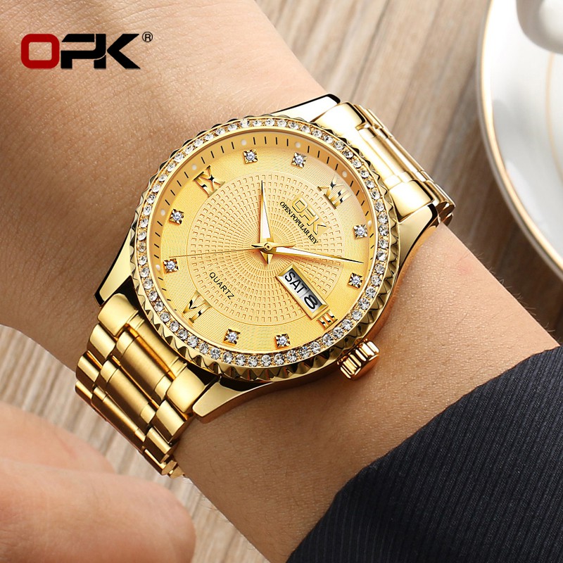 OPK Watch for Men Original Waterproof Quartz Business Dual Calendar
