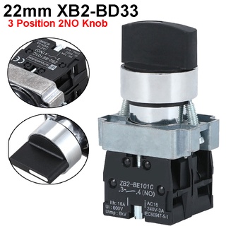 22mm XB2-BD33 3 Position 2NO Knob Switch 10A/415V Lock-in Selection ...