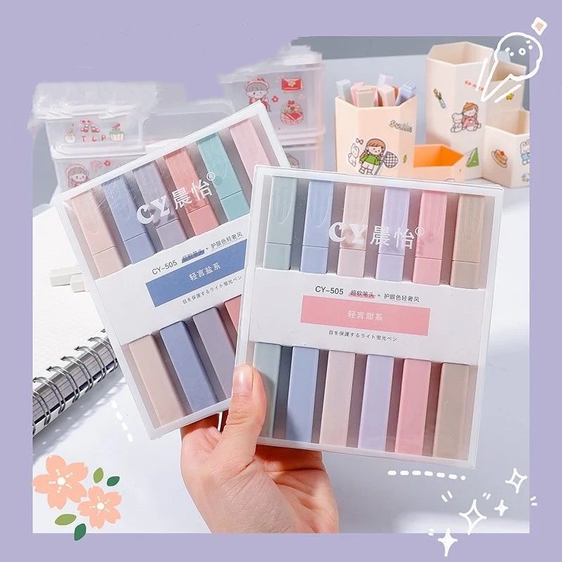 Morandi color highlighter eye care marker soft head marker student ...