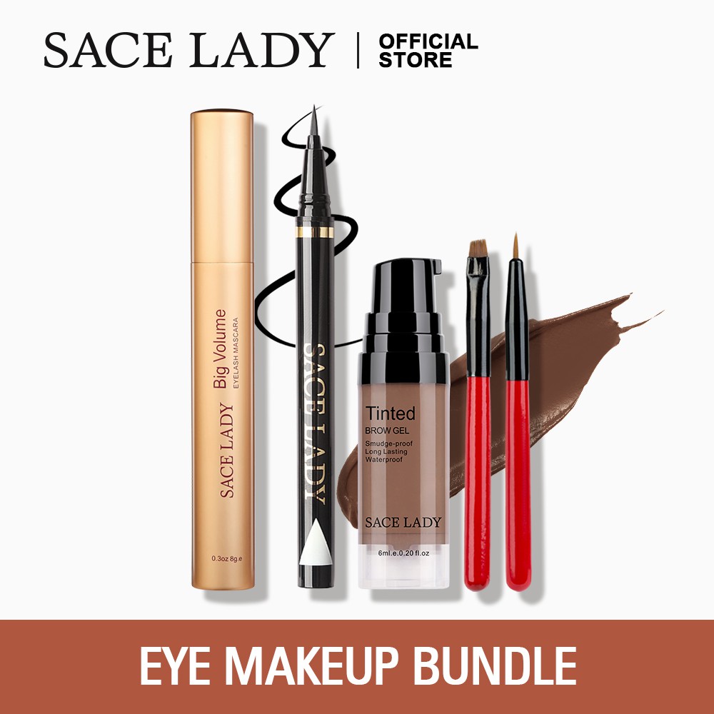 SACE LADY 4PCS Eyebrow Soap Eye Makeup Set Eyebrow Kit + Eyeliner + Mascara [Waterproof, Long