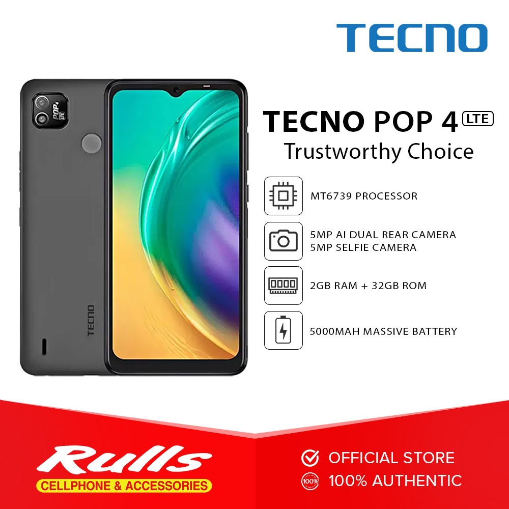 Tecno Pop 4 Lte Smartphone 2gb Ram 32gb Rom Mt6739 Processor 5mp Dual Ai Camera 5000mah Shopee Philippines