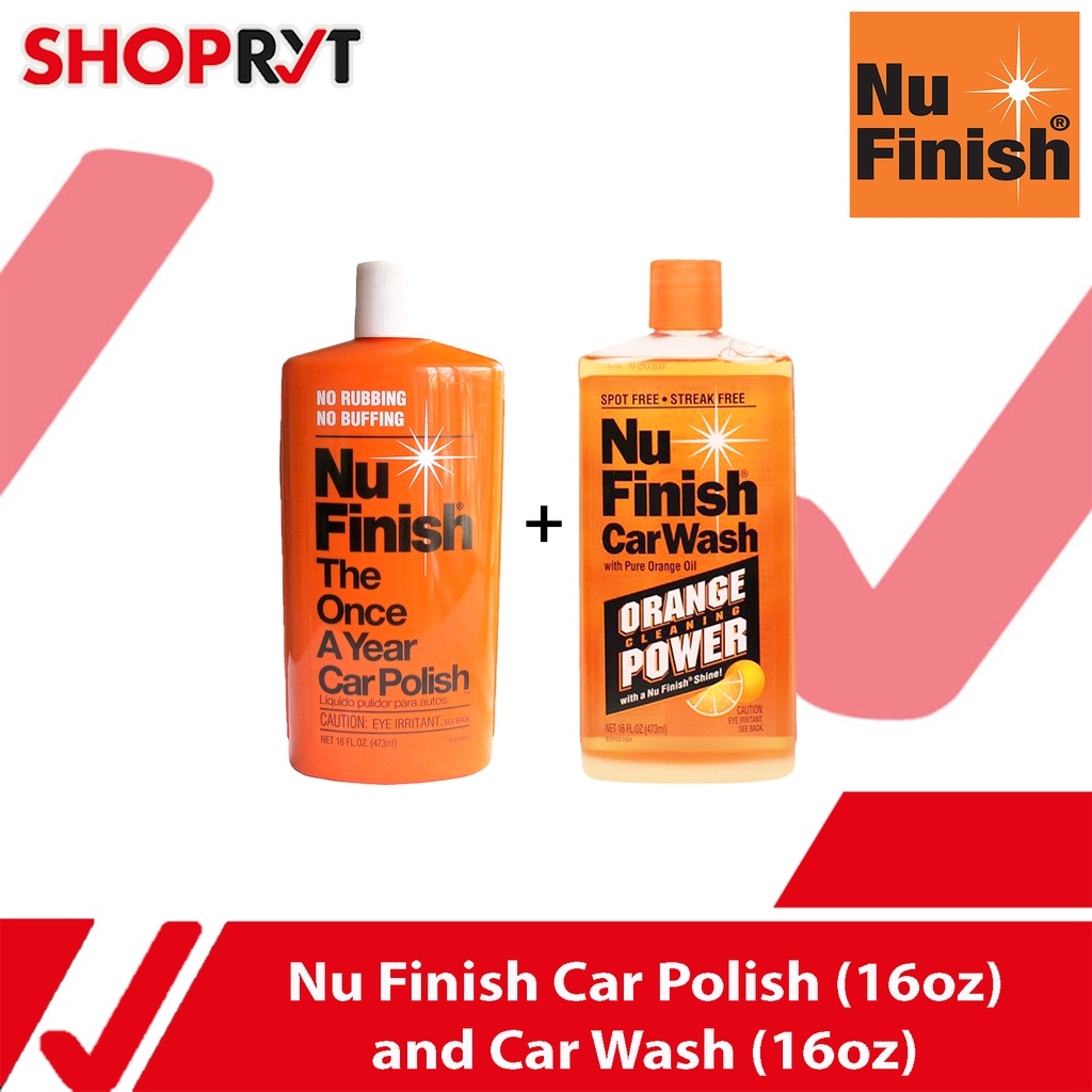 Nu Finish Car Polish Liquid 16oz Car Care Kit + Car Wash 16oz Car Cleaner Bundle Shopee