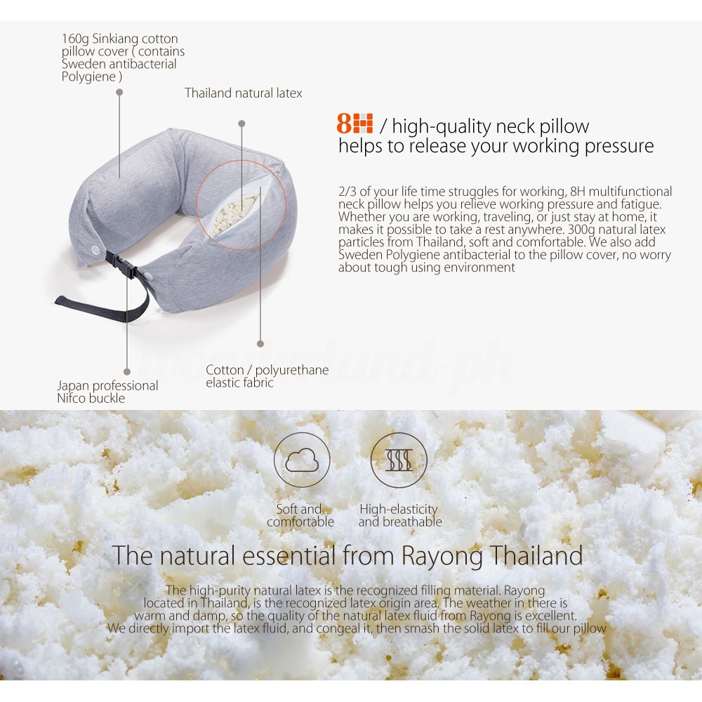 Hl Xiaomi 8h U Shaped Head Neck Pillow Natural Latex Sl Wl