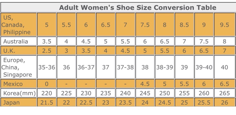 philippine shoe size to us shoe size