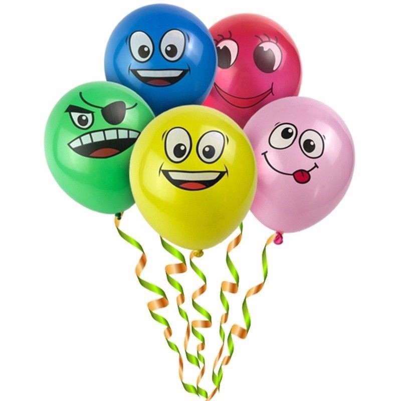 6 Smiley Face Balloons and 6 Long and Spiral Balloons 12pcs in a pack ...