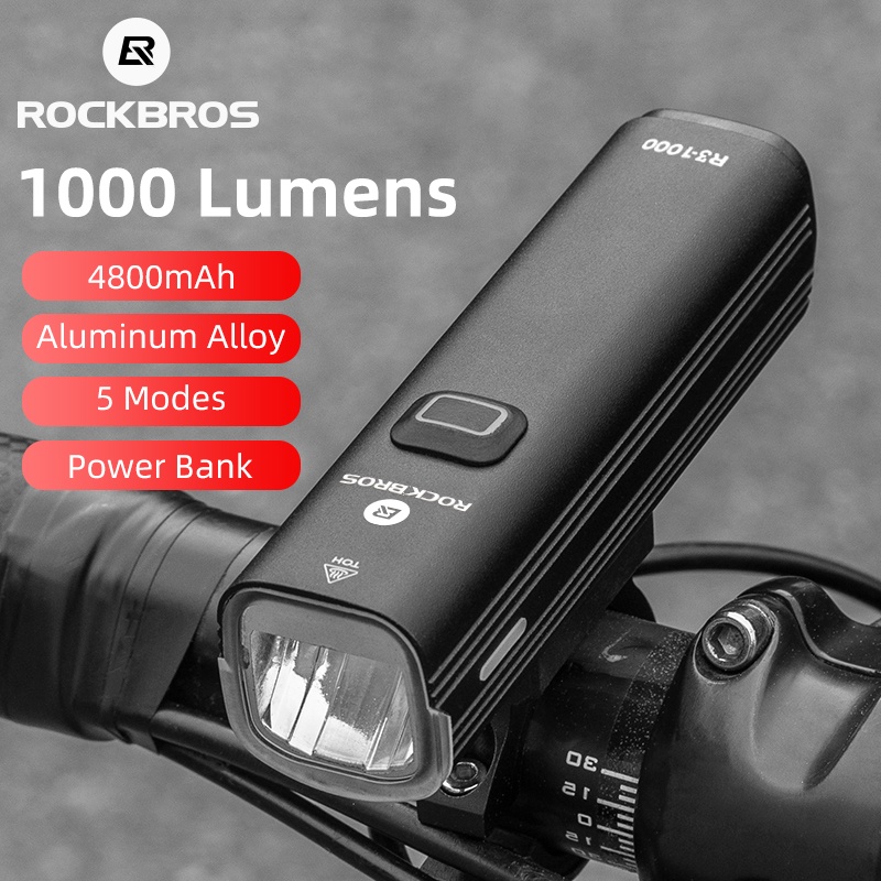 ROCKBROS Bicycle Light 1000 Lumens - USB Rechargeable & Waterproof