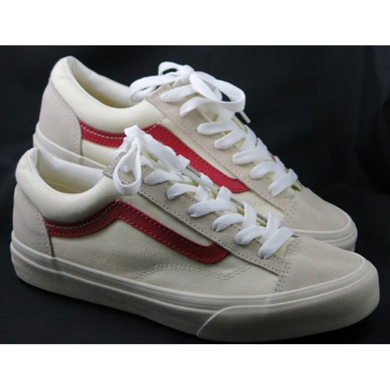 cream red vans