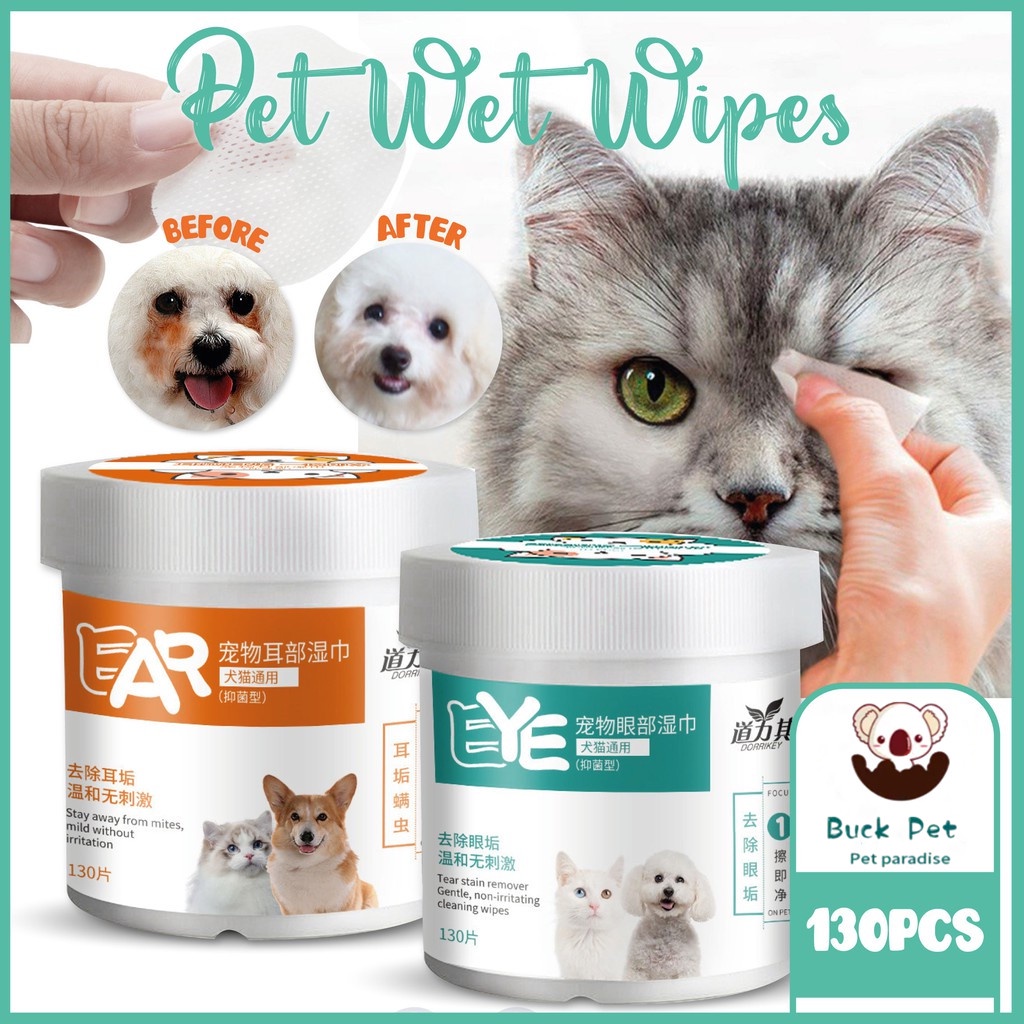 130PCS/Box Pet Eye Wet Wipes Cat Dog Tear Stain Remover Pet Cleaning ...