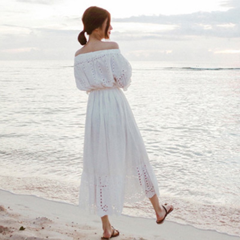 white casual beach dress