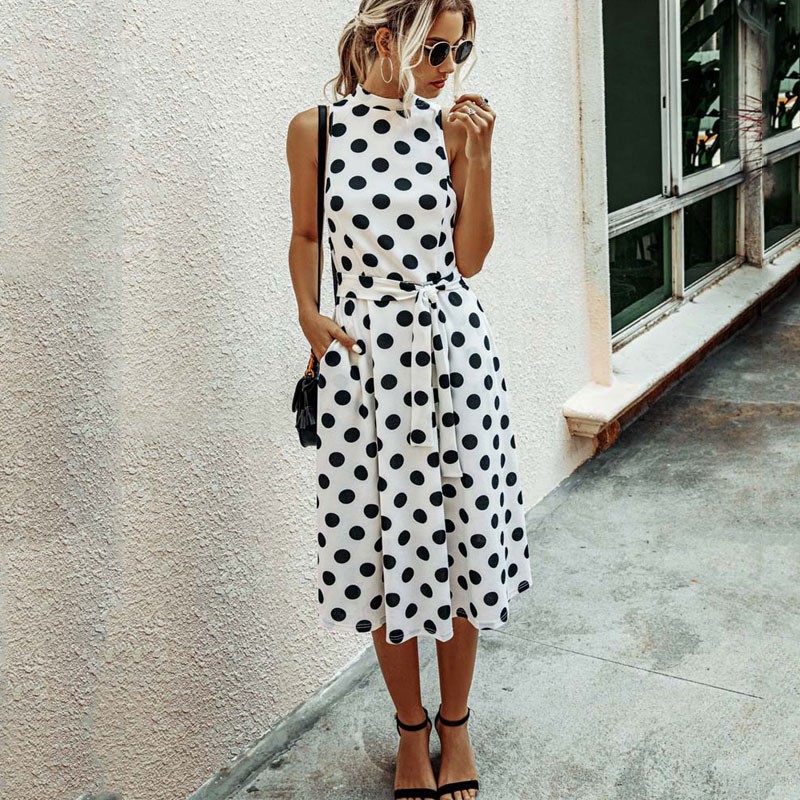 white maxi polka dot dress